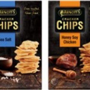 Arnott’s Cracker Chips – Sea Salt / Honey Soy Chicken