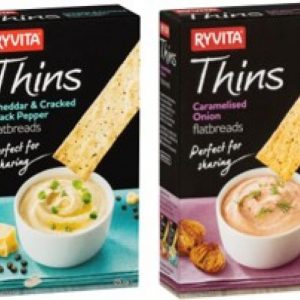 Ryvita Thins Flatbread – Caramelised Onion / Cheddar & Cracked Pepper / Chilli